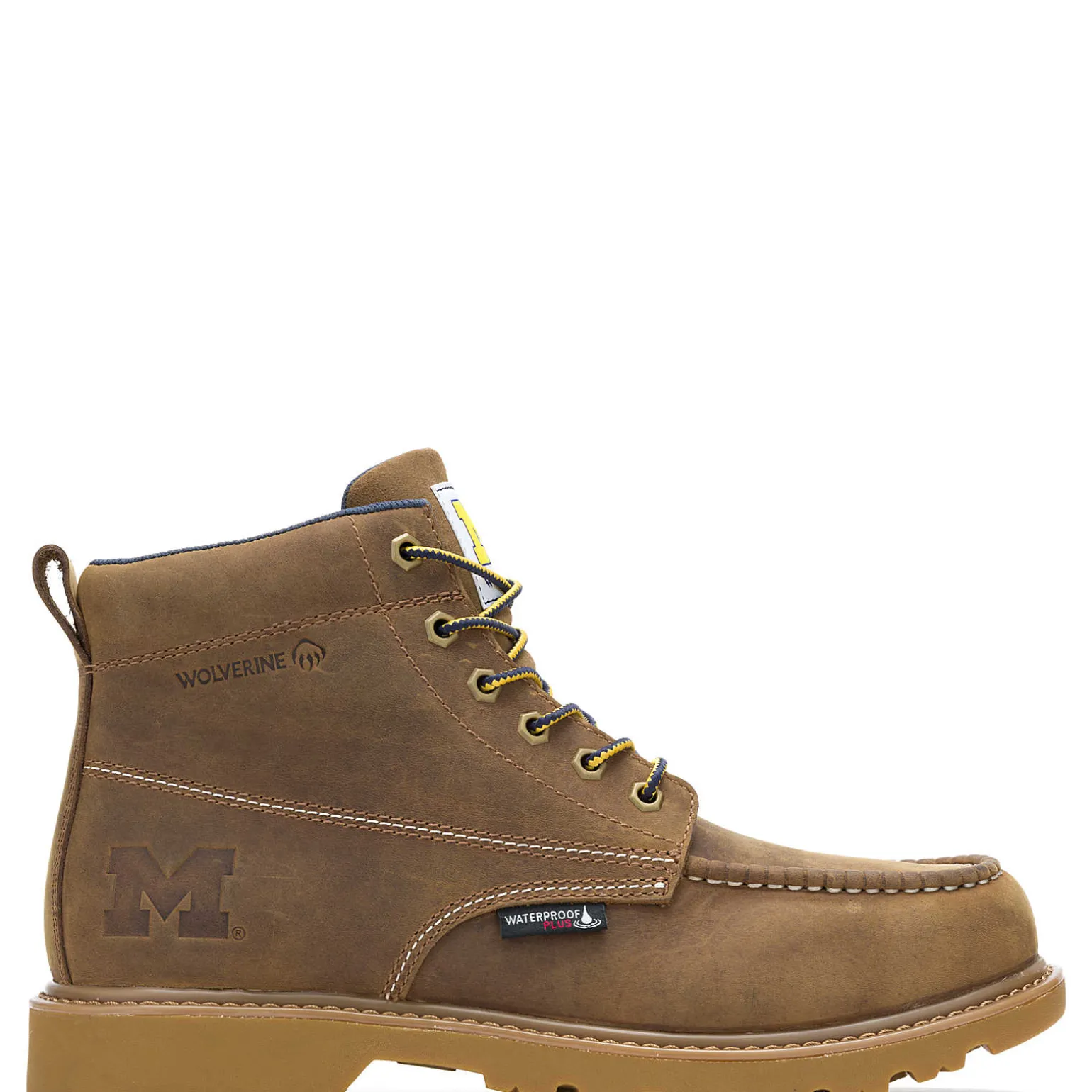 Wolverine X Valiant University Of Michigan Floorhand Moc Toe Work Boot* Waterproof | Soft Toe